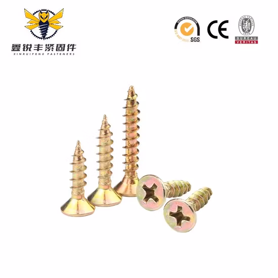 En madera al por mayor DIN7505 amarillo blanco galvanizado Torx Pozi Phillips doble Csk cabeza plana endurecer 6x55 3,5x30 MDF inoxidable muebles de madera de tornillo de aglomerado